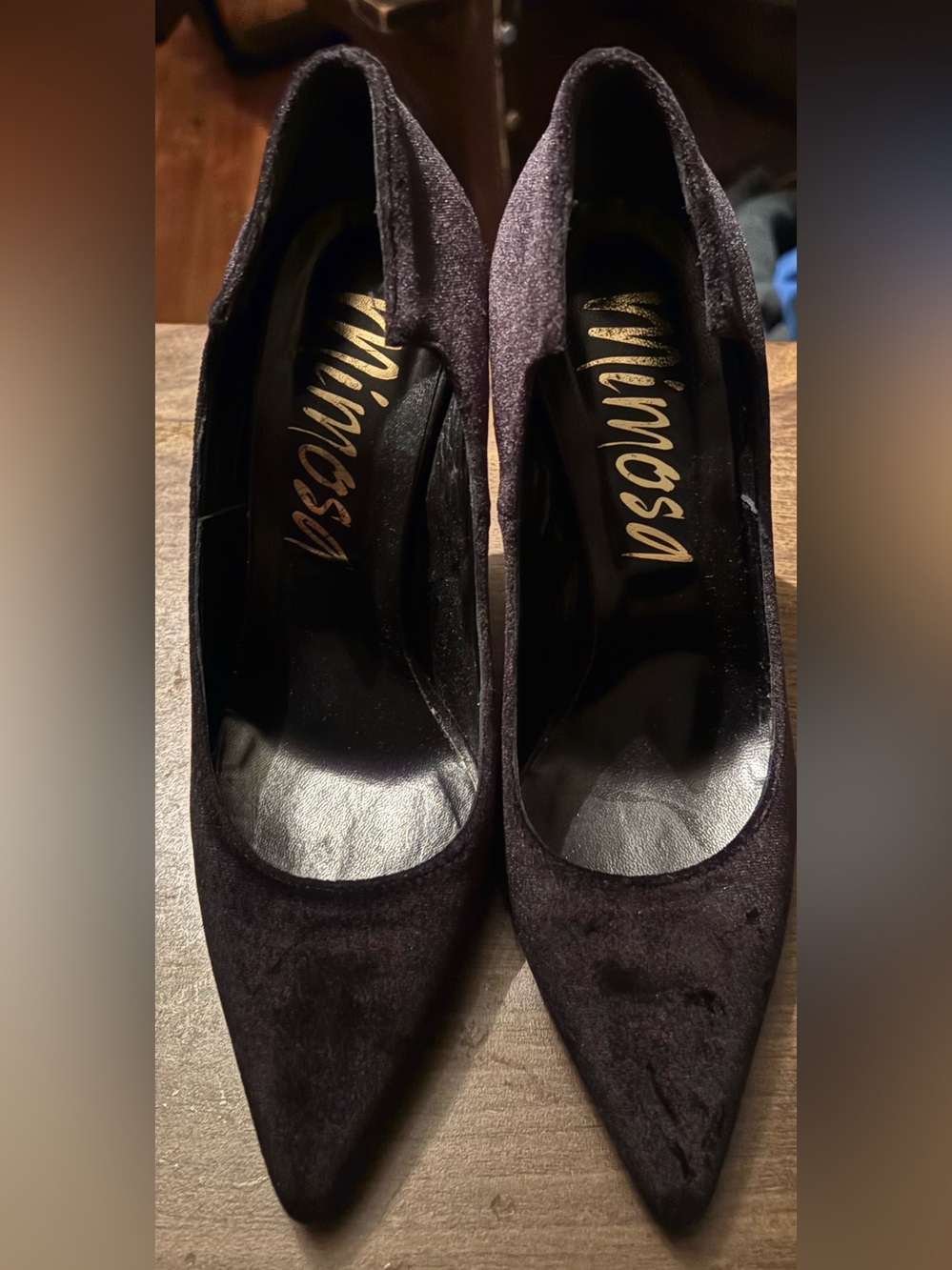Mimosa Plum Velvet Pointed-Toe Heels 36.5